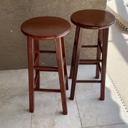 2 X Bar Wood Stools Simple Bar Stools