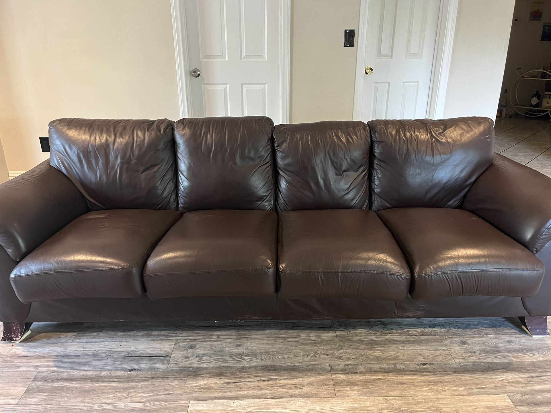 Brown Leather Couch 