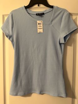 INC International Concepts- Pastel Blue Top - Size Large