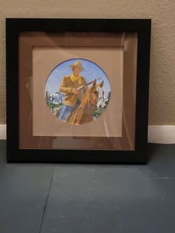 Untitled Cowboy On Horseback Watercolor on Board Signed R. Tate