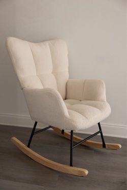 Cream Boucle Tufted Rocking Chair