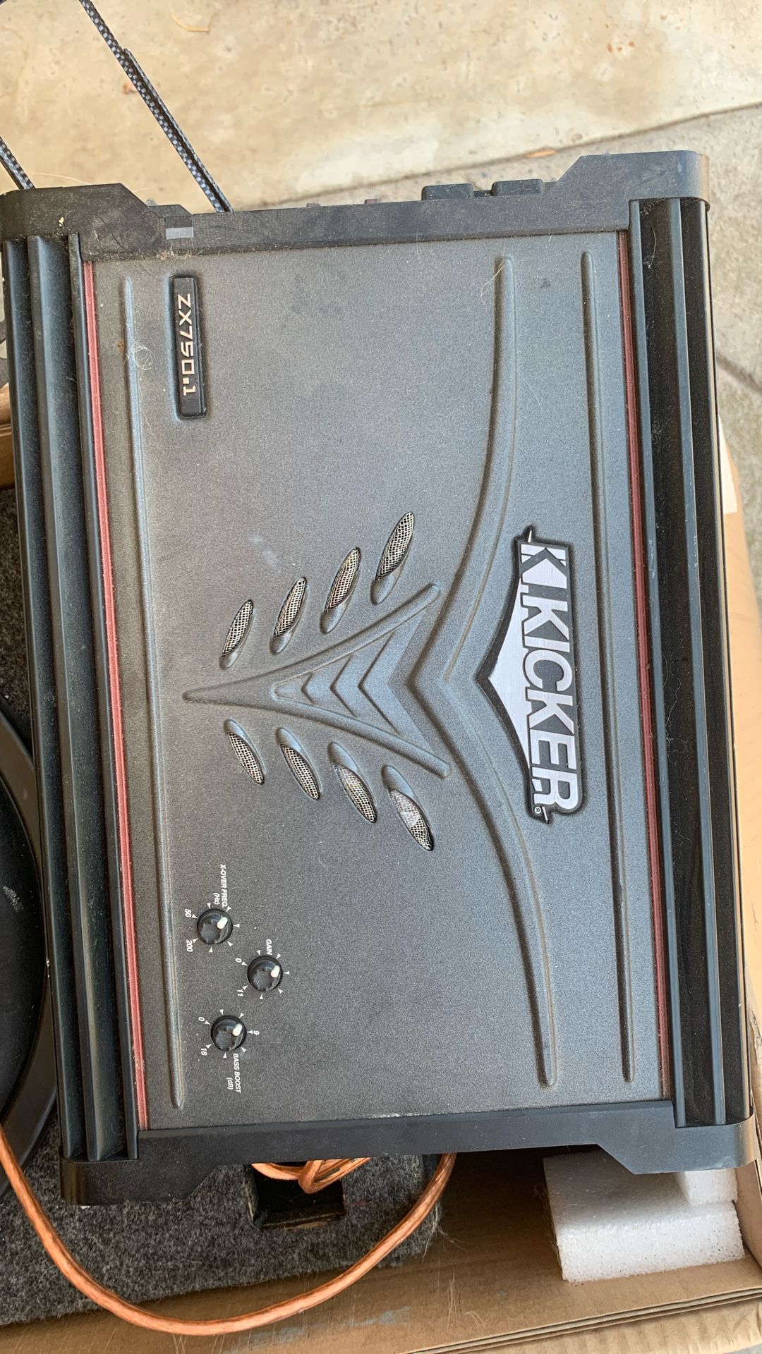 Kicker Amplifier, Kenwood Stereo, Xscorpion 12’ Subwoofer