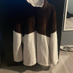 Sherpa Fur Quarter Zip Jacket Size L