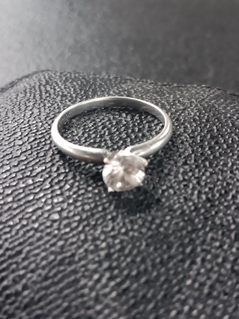 Sterling And 10k Gold White Saphire Ring