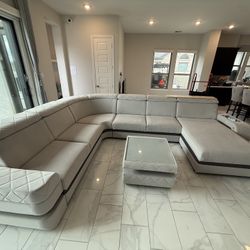 Modern Sectional Couch Sofa With Coffee Table 