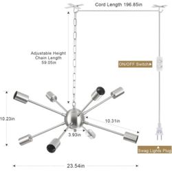 8 Light Chandelier With On/Off Switch