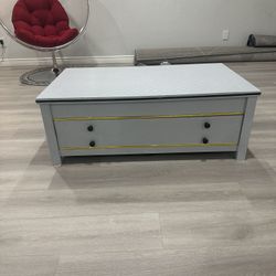 Rectangular Grey Coffee Table With Drawers 45" x 26