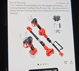 Electronic pruning shears with telescoping pole
