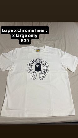 white bape x chrome heart xl only
