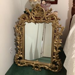 Antique Golden 4 Feet Tall And 3 Feet Tall Mirror