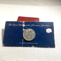 1974 Franklin Mint Great women of the American Revolution pewter medal of Margaret Corbin first women to be wounded during American revolution as a so