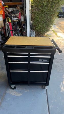 Craftsman Rolling Tool Cart with Wood Top