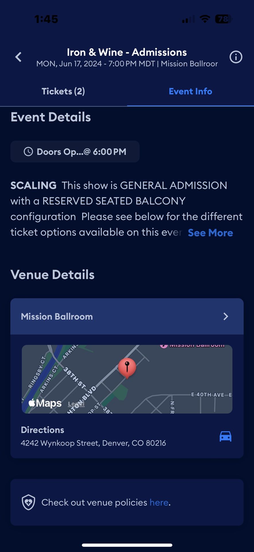 Iron and Wine At Mission Ballroom