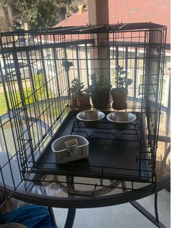 Dog Kennel with food/ water dishes