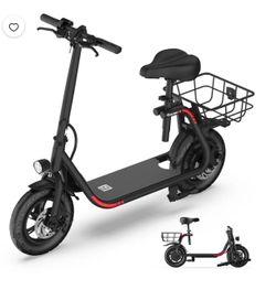 5TH WHEEL 12” Electric Scooter e-bike Seat Adults 450W Motor 20 Miles Foldable E Scooter bike