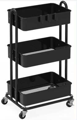 3-Tier Rolling Esthetician Cart – Black