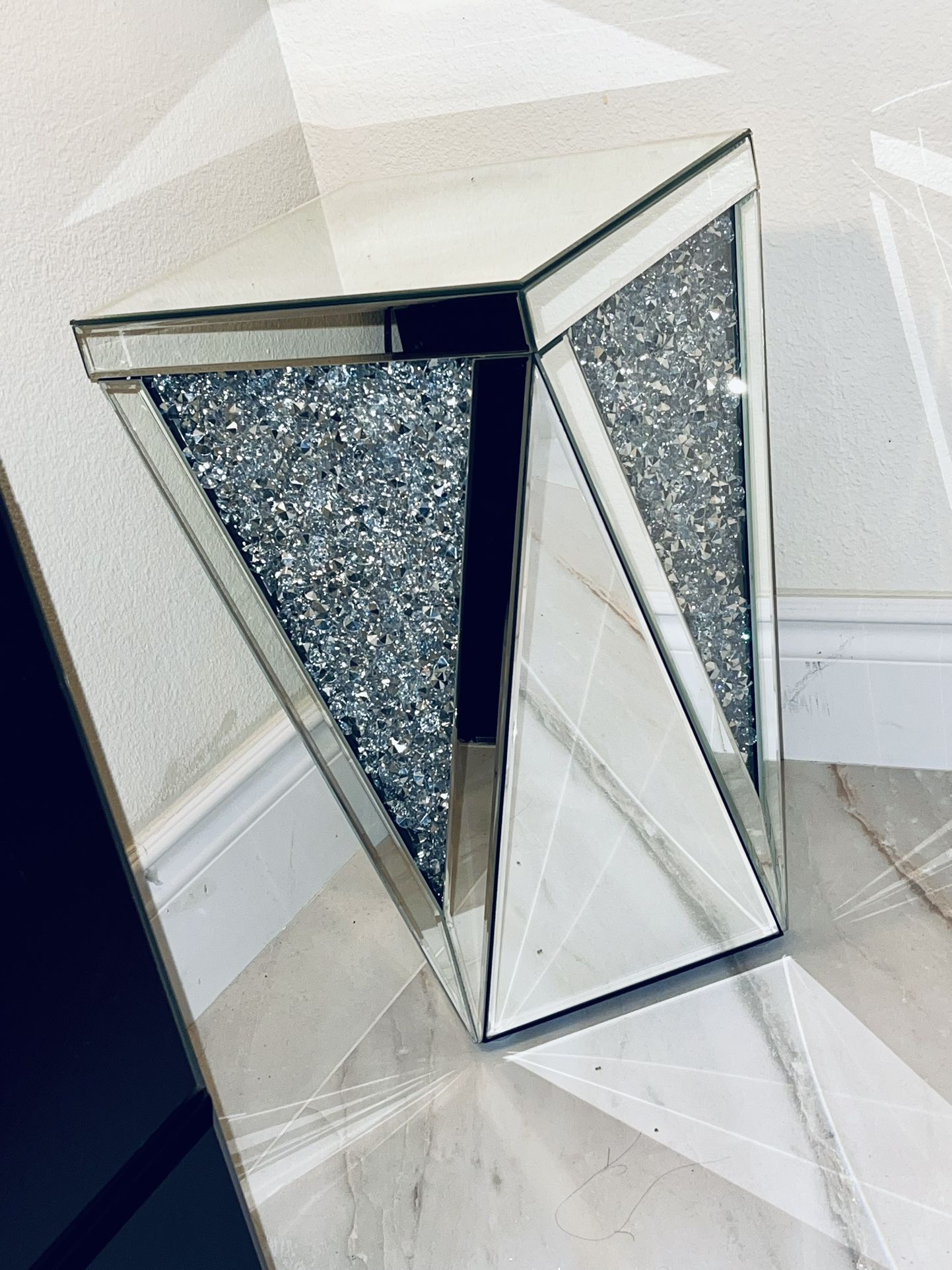 Crushed Crystal Diamond Side Table/ End Table