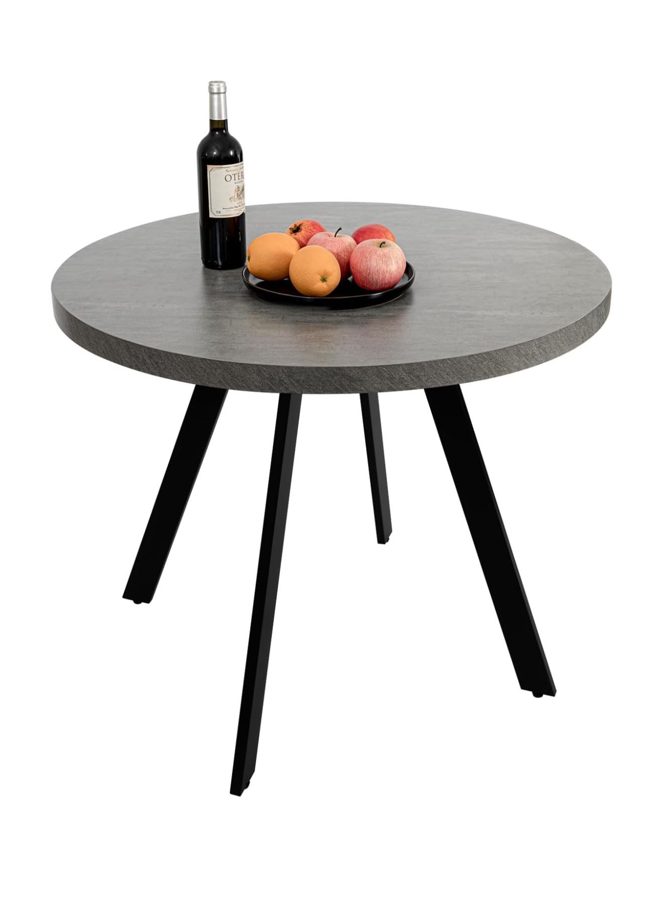 CangLong 35.5" Round Dining Table Mid-Century Modern Table with Solid Metal Legs Leisure Table for Home, Conference, Office & Restaurant, Light Grey