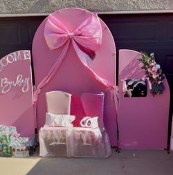Backdrop Arch Set for baby shower or pink theme party