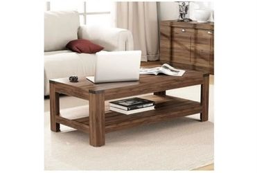 Wooden Coffee Table with Lower Shelf
