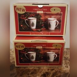 Spode Christmas Tree Collection Mugs And Spoons Set