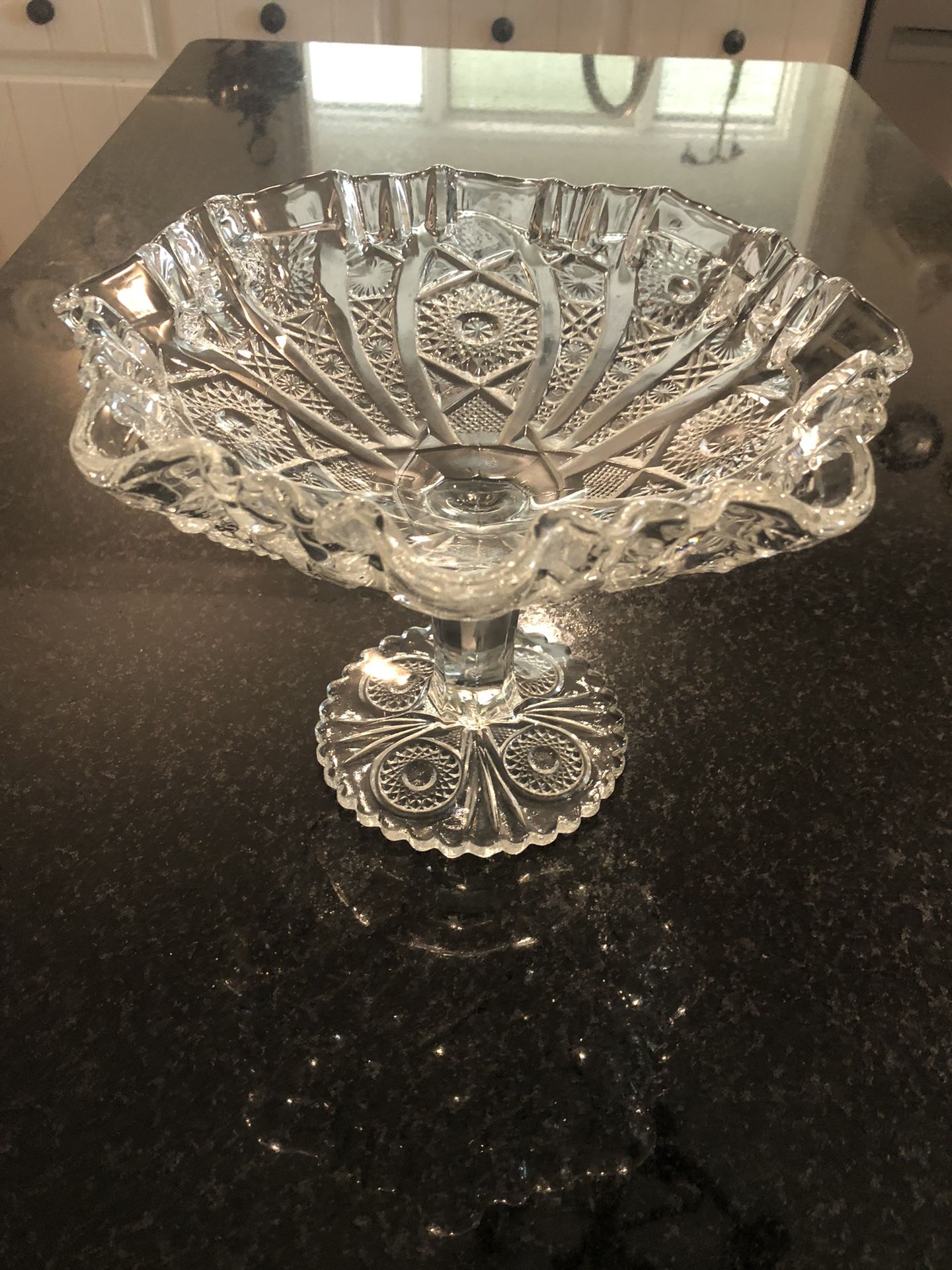 1940’s EAPG RUFFLED EDGE PEDESTAL FRUIT BOWL 