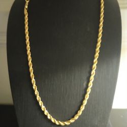 18k Gold Layered 24 Inch 4mm Diamond Cut Rope Chain 