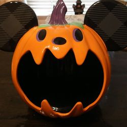 Disney Mickey Mouse Halloween Pumpkin Jack O Lantern Trick or Treat Candy Bowl