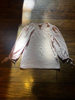 Pink Knit Top with Tie Sleeves
