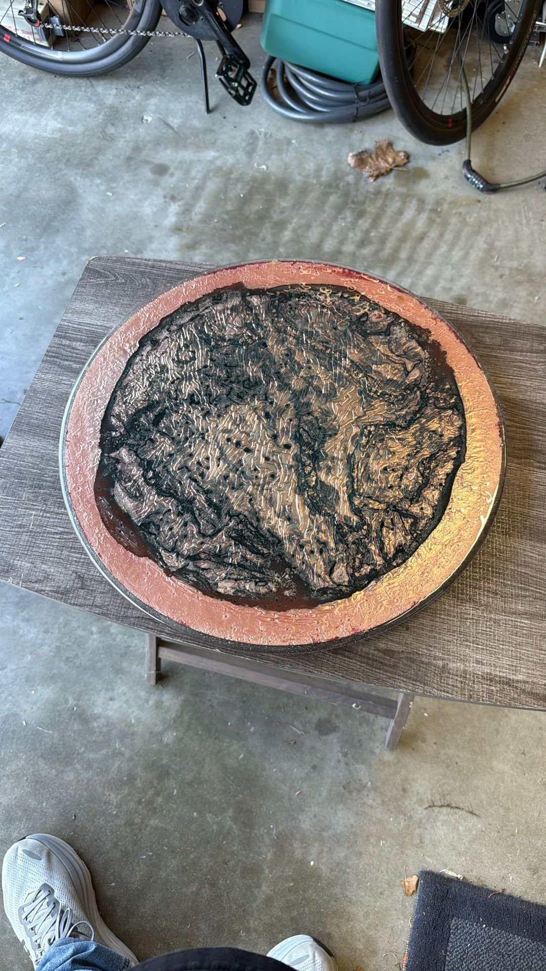 Lazy Susan 18” Bronze and Glass STUNNINGLY BEAUTIFUL