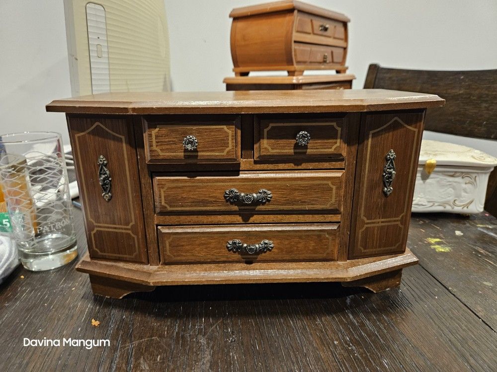 Antique Wooden Jewelry Box