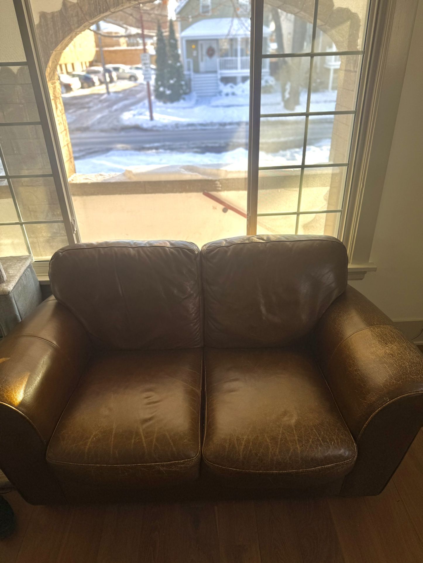 Brown Leather loveseat