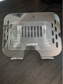 Lpoake Acrylic Laptop Stand for Desk, Adjustable Ergonomic Laptop Riser, Portable Foldable Computer Stand, Compatible with 10 to 15.6 Inches Notebook