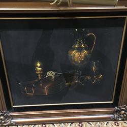 Antique velvet large painting with light And  Gold frame (Free Delivery )