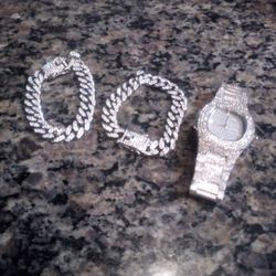 Two Bracelets And A Watch Combo Pack $200