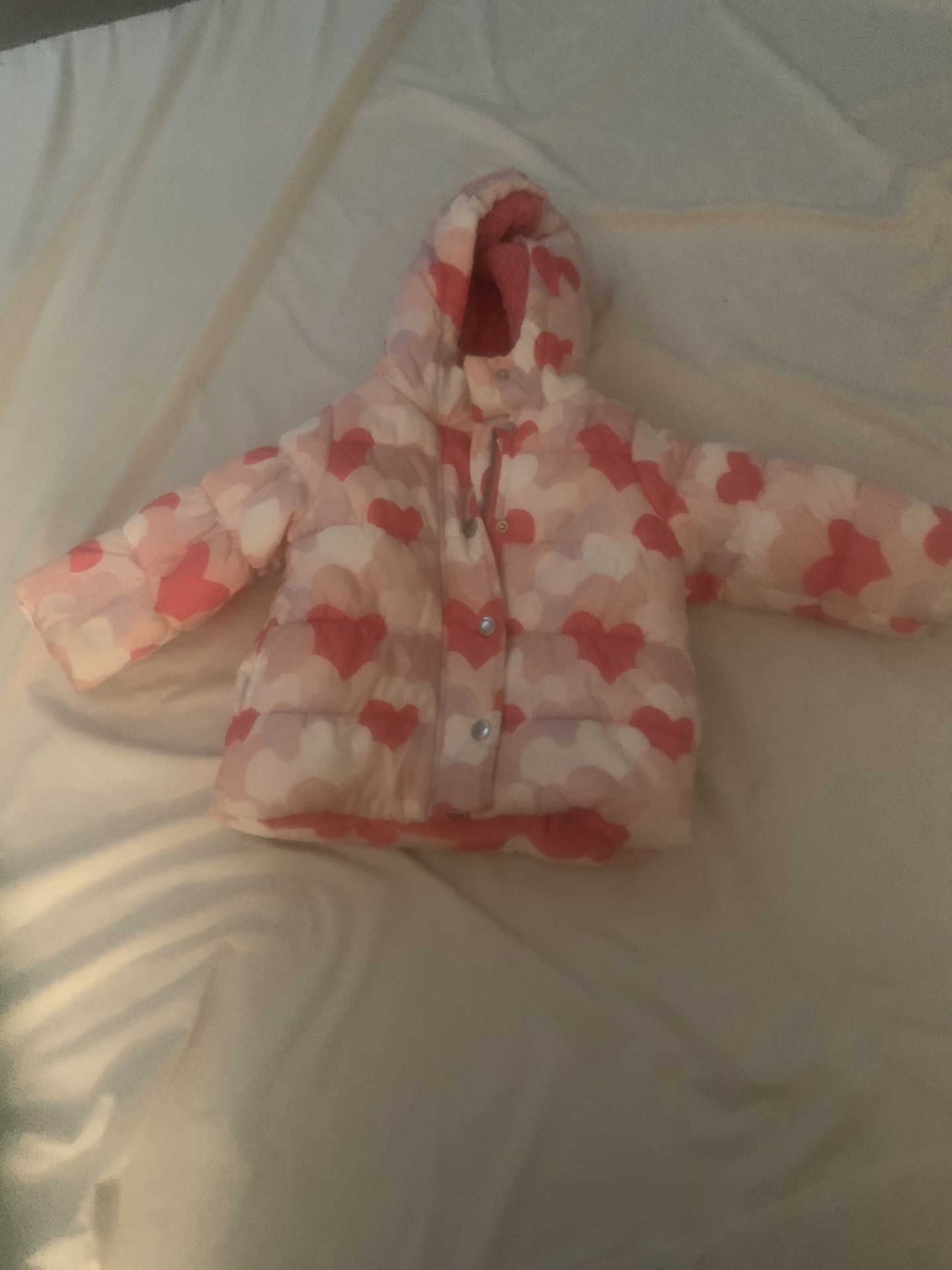 Girls 18 Month Puffer Jacket Carters Zip Up With Fleece Hood And Pockets