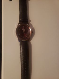 Seiko Watch With Leather Strap. Lavender Bezzel Interior