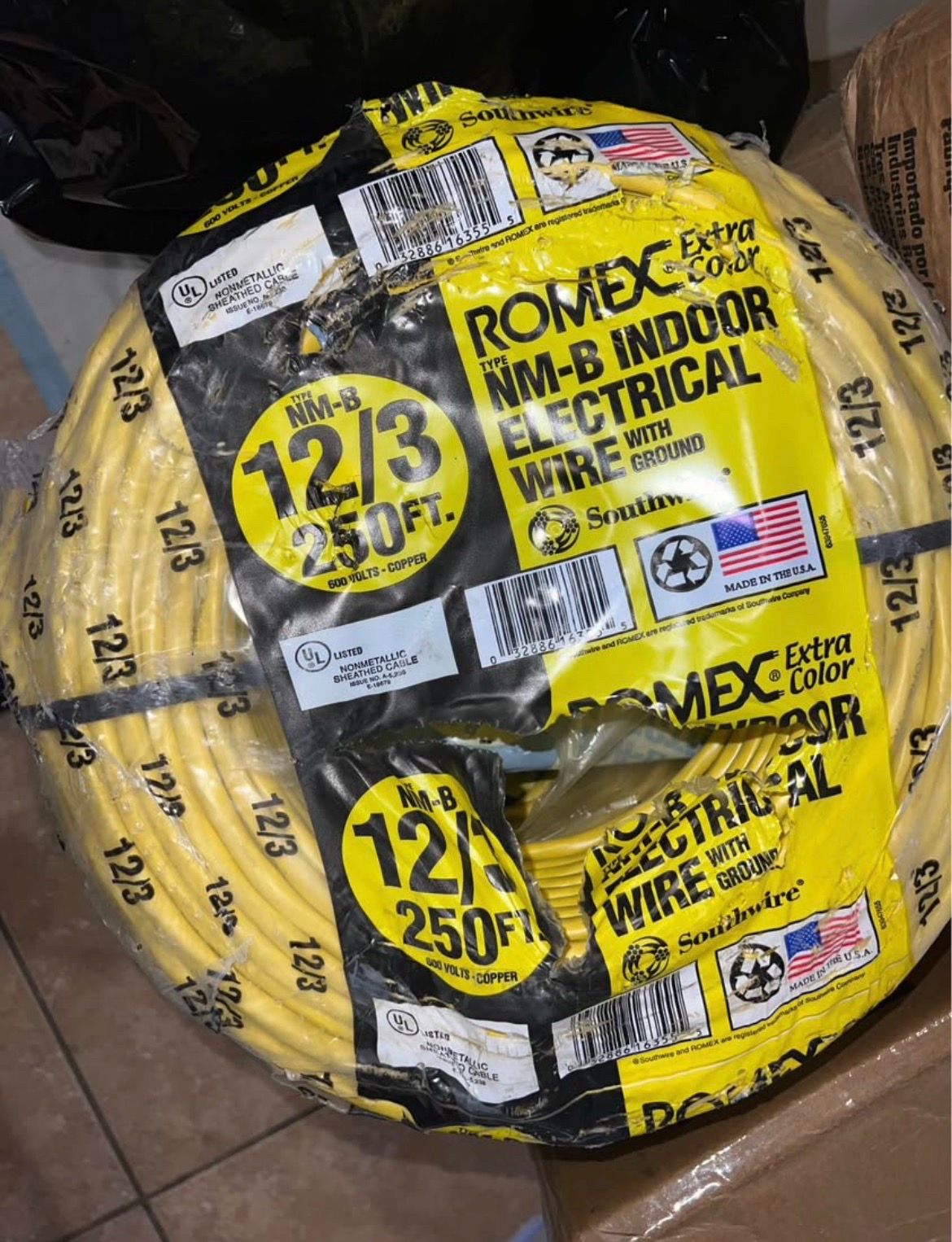 Electrical Romex wire 12/3
