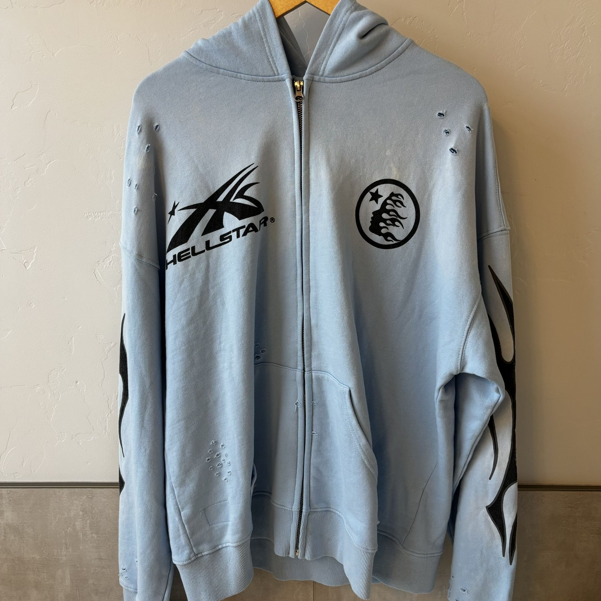 Hellstar Light Blue Zip Up Hoodie Brand New W Tags