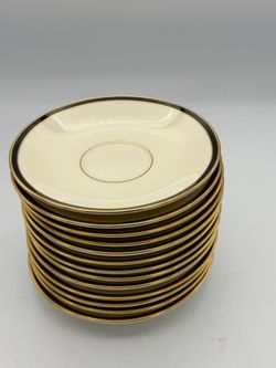 Lenox Urban Lights American Home Black Gold Rim Fine China Saucer Plates 13pcs