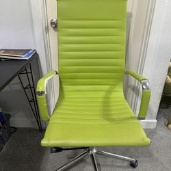 Executive Desk Chrome & Faux Leather Grass Green Adult Chair 