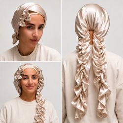 Long Hair Satin bonnet for sleeping