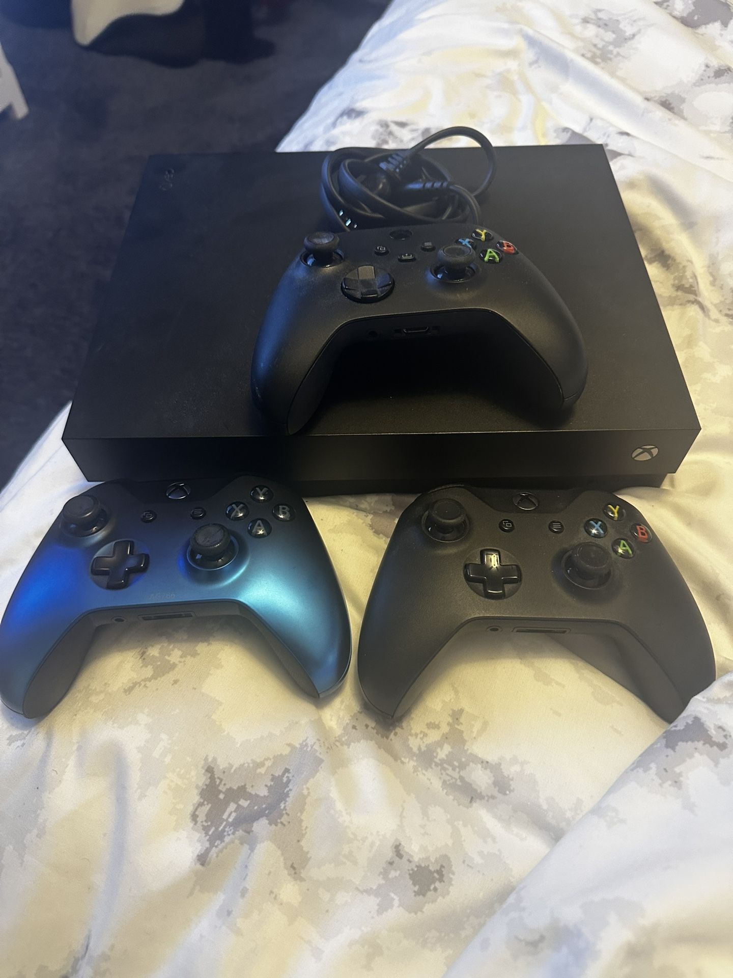 Xbox One X With 3 Controllers