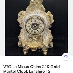 Vintage Le Mieux 22k Gold Mantel Clock 