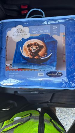 Lion/blue Baby Blanket