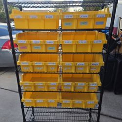 Yellow Bins With Moving Shelf