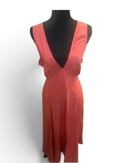 Old Navy Coral Sleeveless V-Neck Midi Dress