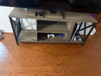 Industrial TV Stand with Open Shelves