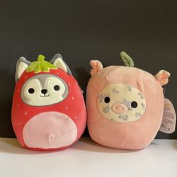 Husky strawberry & Rossie peach squishmallow set of 2 