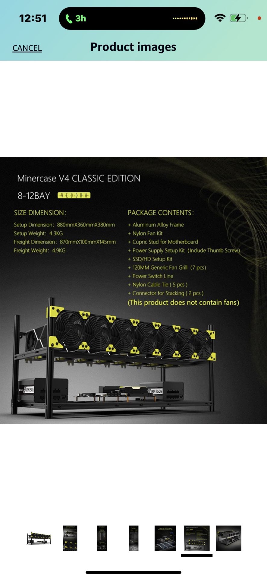 Veddha 8 GPU Aluminum Stackable Open Air Mining Computer Frame Rig Ethereum  (V4C 8 12GPU)
